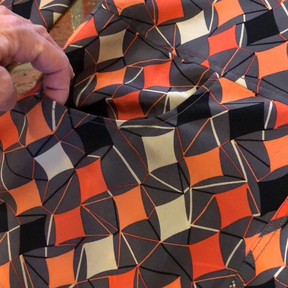 Plenty by Tracy Reese geometric print 100% silk top szM - Picture 4 of 12